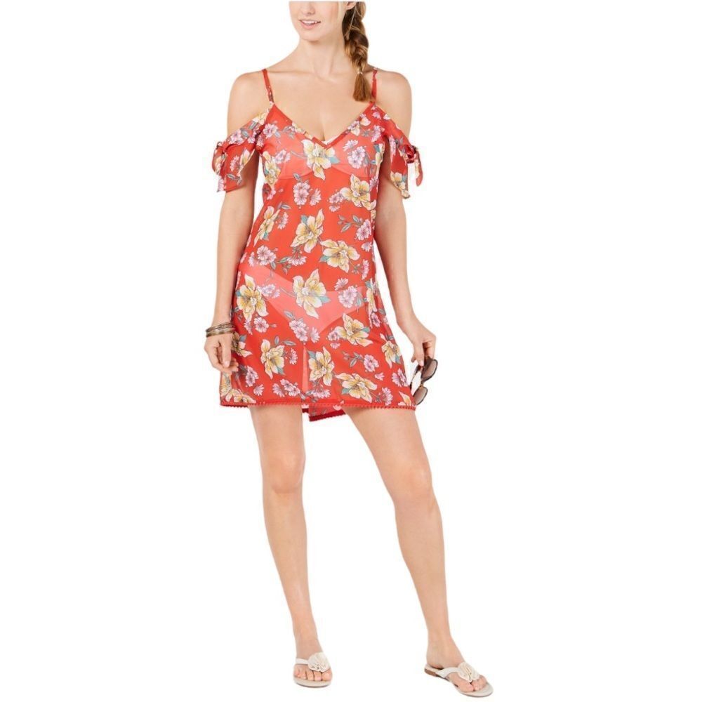 🍋 Miken • NWT!! Junior’s Floral Printed Cold-Shoulder Cover-Up Size Small